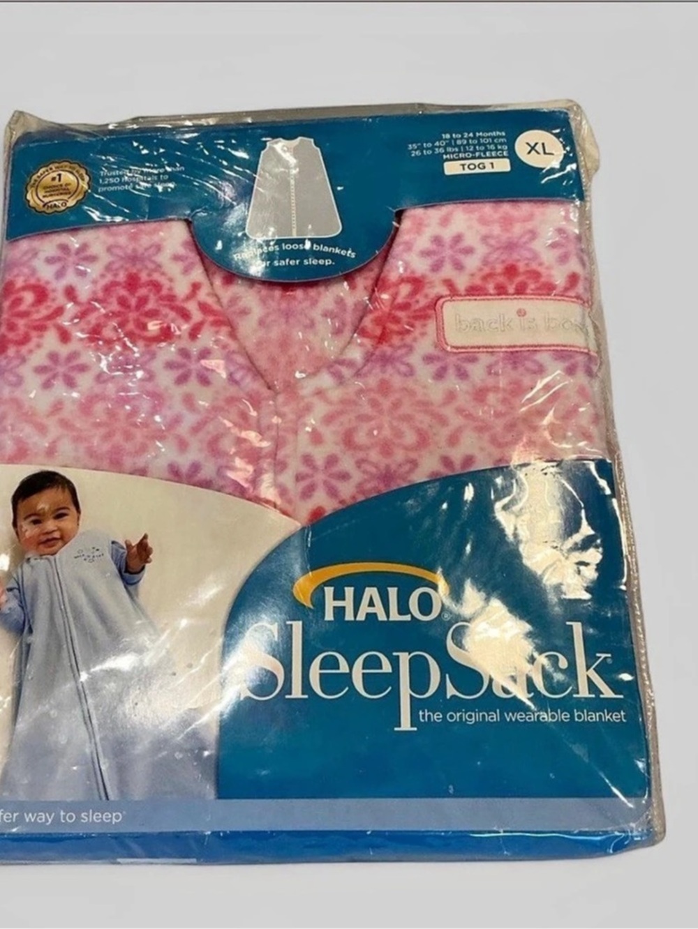 NWT HALO SleepSack Micro-Fleece Pink Floral Wearable Blanket XL 18-24M Girly